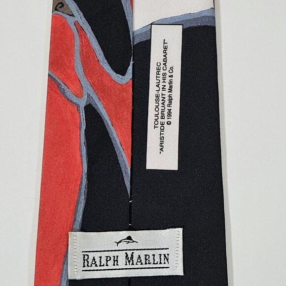 Ralph Marlin Tie Vintage Art To Wear Toulouse-Lautrec USA W3.75 L57.5  Boho - Picture 7 of 15